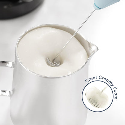 Powerful Milk Frother Handheld Foam Maker, Mini Whisk Drink Mixer for Coffee, Cappuccino, Latte, Matcha, Hot Chocolate, With Stand, Light Purple