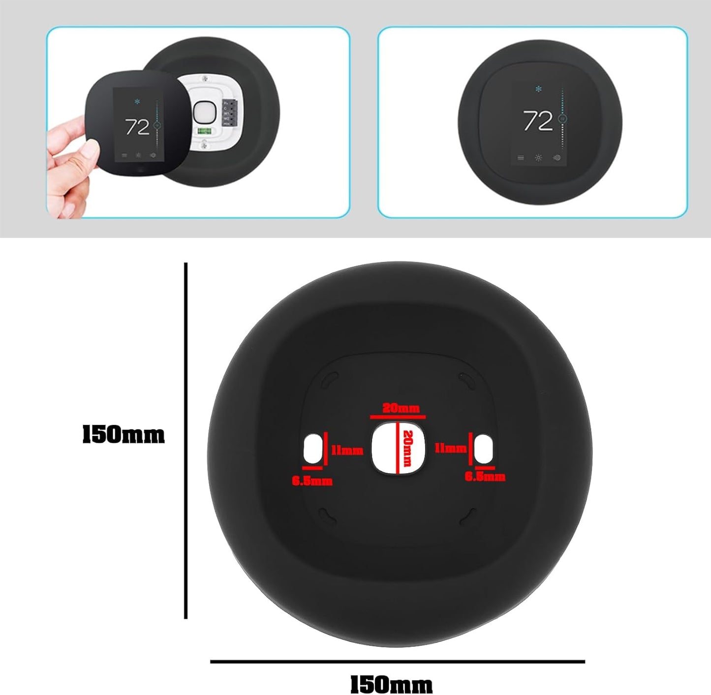 LT Easiyl Wall Plate Soft Silicone Wall Bracket Compatible with Ecobee3 Lite Compatible with Ecobee3 Smart Thermostat for Wall Plate Trim Wall Coverage