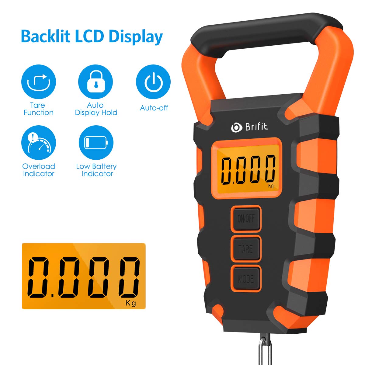 Upgraded Digital Fishing Scale with Ruler, 15g/50kg Electronic Digital Luggage Scale, 110lb Max Fishing Postal Hanging Hook Scale with Measuring Tape, Backlit LCD Display (Batteries Included)