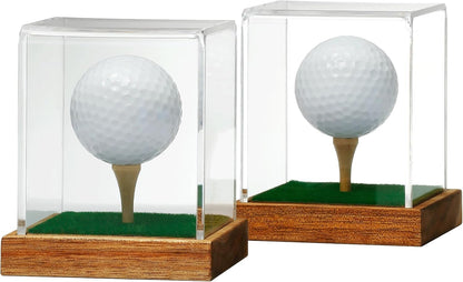 JupDec Baseball Display Case, Clear Cube Baseball Holder with Wooden Base, Autograph Baseball Stand Box for Single Ball, Acacia Wood, Brown, 1 Pack