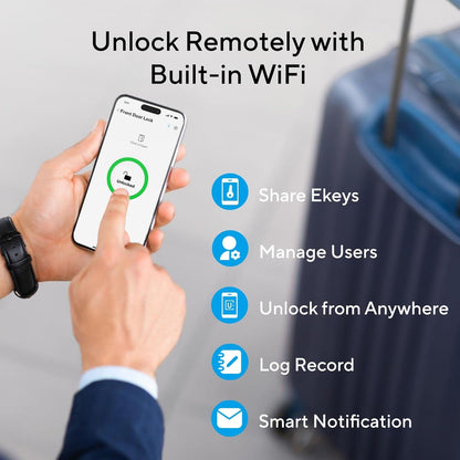 ULTRALOQ U-Bolt Smart Lock + WiFi Bridge, 5-in-1 Keyless Entry Door Lock with WiFi, Bluetooth, App and Keypad, Smart Deadbolt Lock Front Door, ANSI Grade 1 Certified, 1Year Battery, Satin Nickel