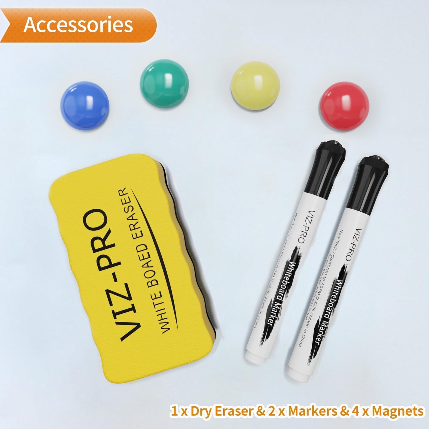 VIZ-PRO Magnetic Whiteboard/Dry Erase Board, 36 X 24 Inches, Includes 1 Eraser & 2 Markers & 4 Magnets | Includes 1 Eraser, 2 Markers & 4 Magnets, 3' x 2', Aluminum Frame, for School Office and Home