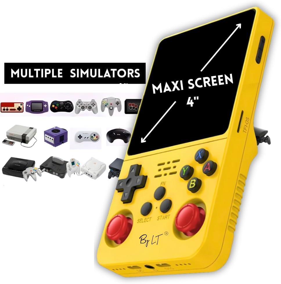 Portable Handheld Gaming Console with Large 4-Inch HD Screen, Built-In Game Library, Expandable Storage, Multiplayer Support, and Long Battery Life
