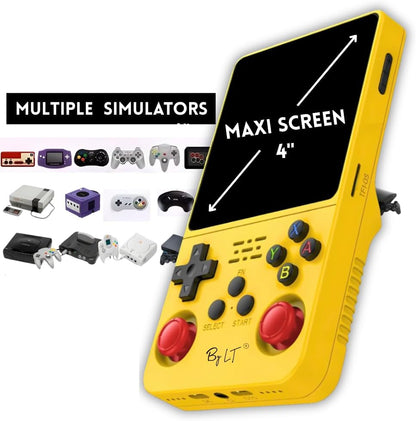 Portable Handheld Gaming Console with Large 4-Inch HD Screen, Built-In Game Library, Expandable Storage, Multiplayer Support, and Long Battery Life