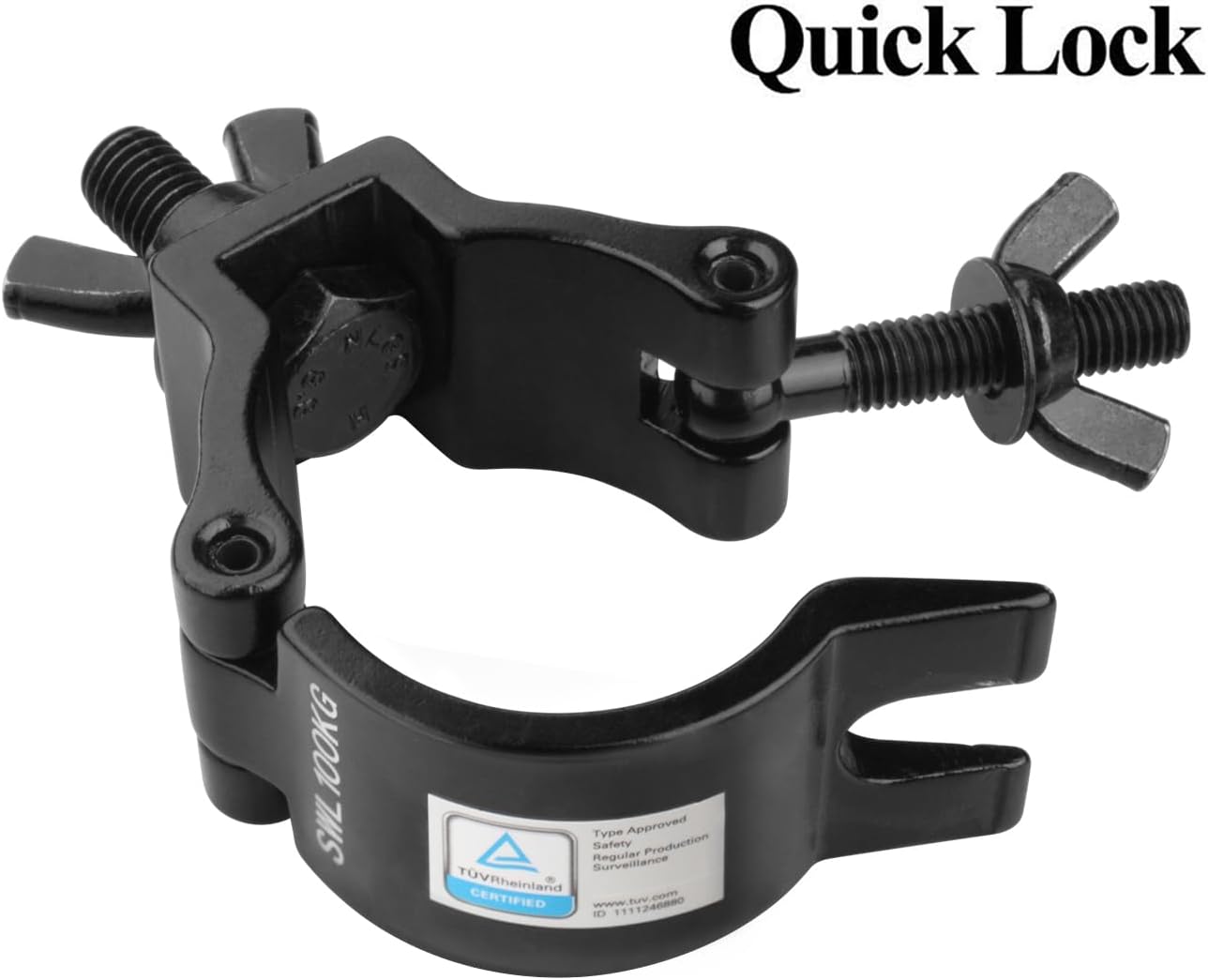 4 Pack 2"(50.8 mm) Black Light Clamps Truss DJ O Clamp, Max. Load 100 KG(220 LBs), TUV Certificated