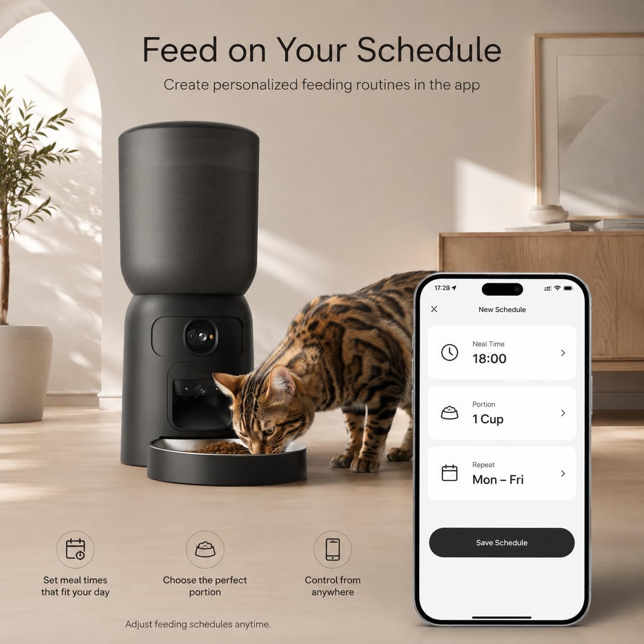 Automatic Cat Feeder with Camera, 2K WiFi App-Controlled Pet Feeder