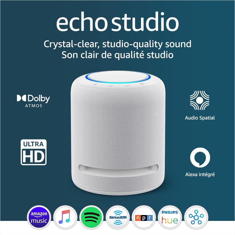 Amazon Echo Studio (newest model), Our best-sounding Alexa speaker, Perfect for living rooms, family rooms, and other large spaces, Charcoal