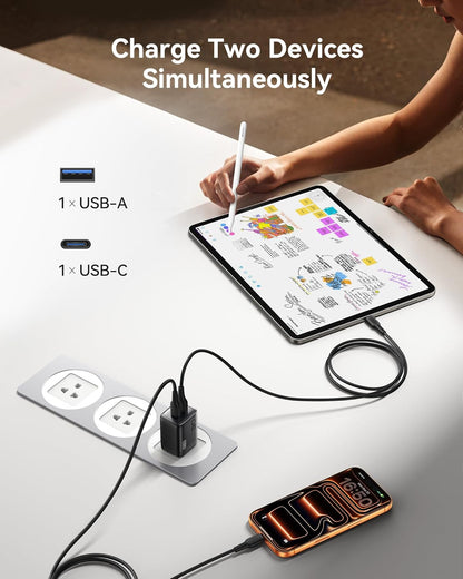 INIU for iPhone 17 16 Charger, 30W GaN Tech USB C Charger Fast Charging, 2-Pack Foldable USB C Charging Block with Cable for iPhone 17 16 Pro Max, MacBook Air 13 M4, Samsung S25 S24, iPad 11 Air