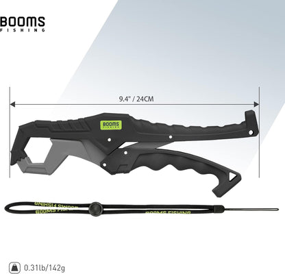 Booms Fishing G05 Fish Lip Gripper Saltwater, 9.4" Plastic Catfish Grippers Pliers, Fish Grabber Tool with Lanyard, Fish Grips for Kayak Fishing Accessories, Great Fish Holder for Caught Fish