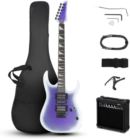 Ktaxon 39" Electric Guitar with 20Watt Amp, Full Size 170 Model Starter Guitar Kit for Beginners & Professionals W/Bag, Shoulder Strap, Wrench Tool, Plectrum - Black