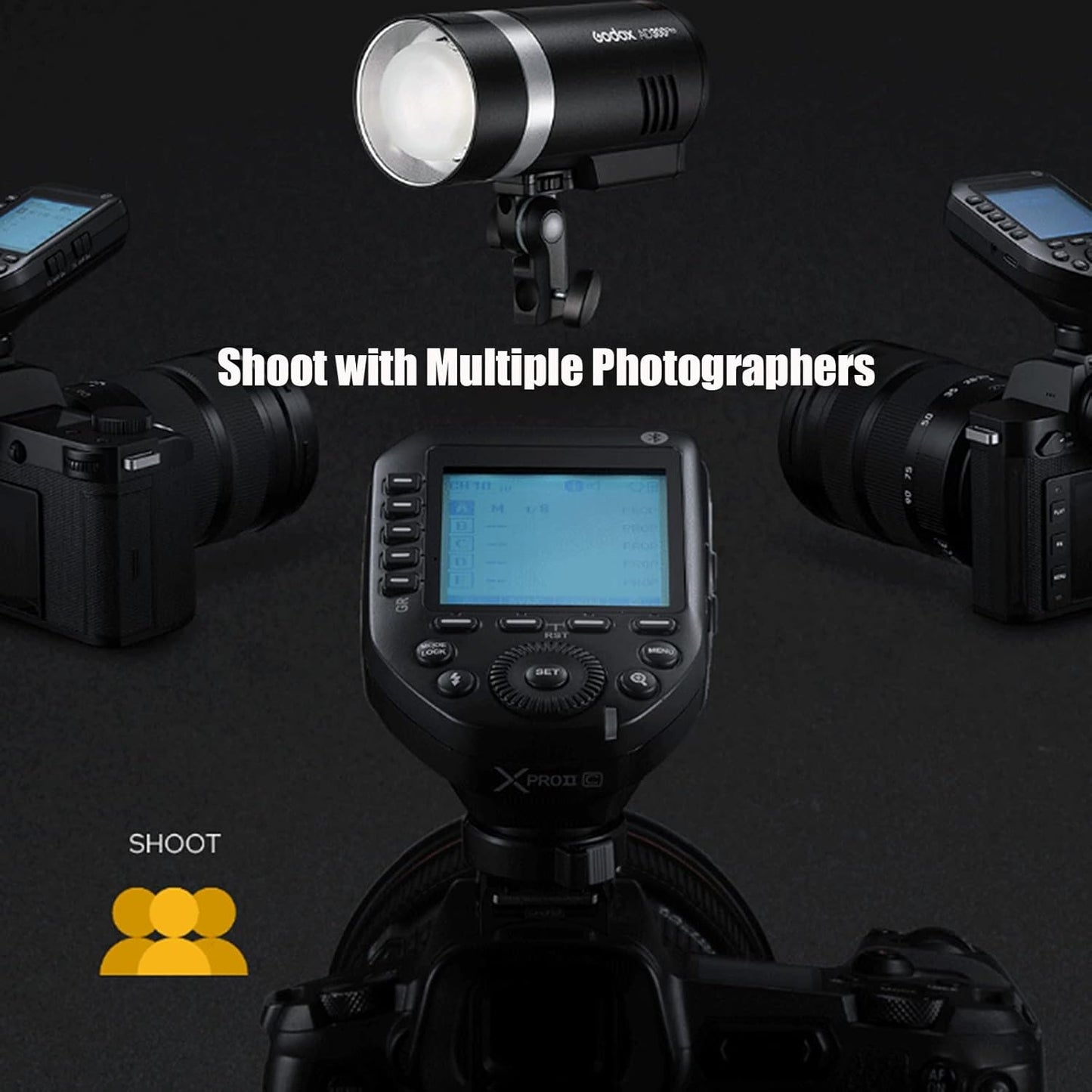 Godox XProII XProII-C XProIIC Flash Trigger for Canon, Godox Flash Wireless Transmitter TTL 2.4G HSS 1/8000S Bluetooth Connection, Large Screen Trigger for Canon EOS Cameras(XPro XPro-C Upgraded)