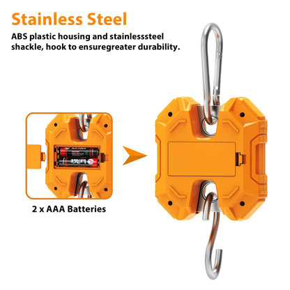 GRAM PRES Digital Hanging Scale 660LB/300KG,Handheld Mini Crane Scale,Deer Hunting Scales,Digital Scale with Hooks for Farm，Fishing, Fish, Meat，Game,Luggage，Outdoor.