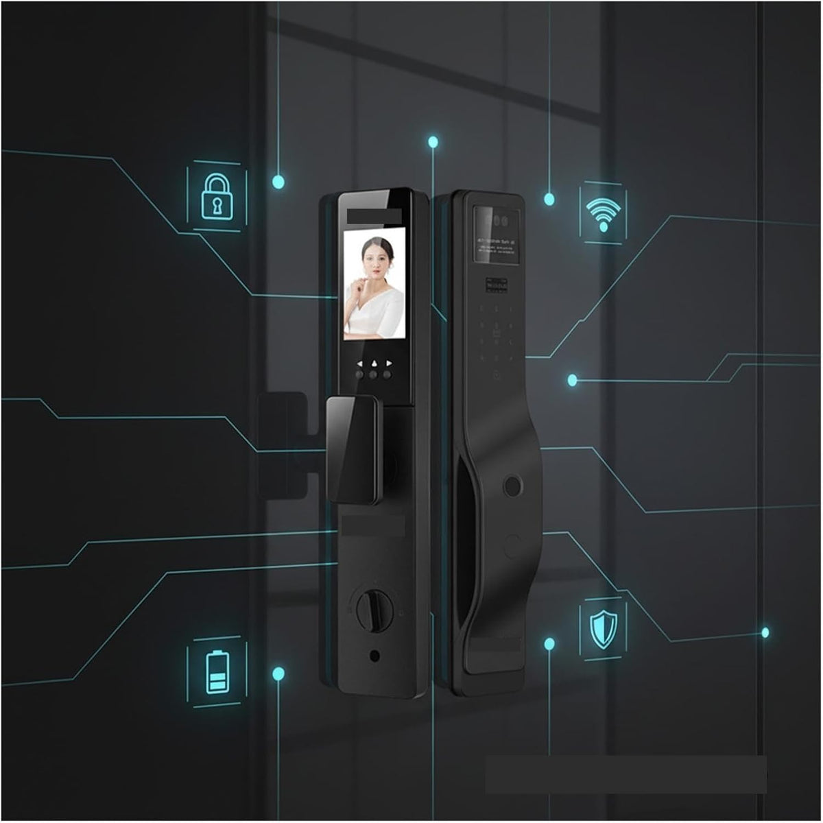 Latest 3D Face Palm Vein Unlock Smart Apartment | Door Lock Aluminum Alloy Security Card Password Data(Black-Communication -01)