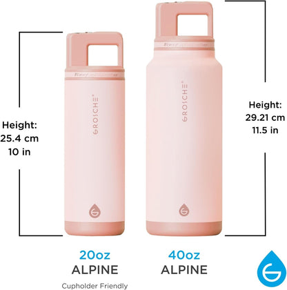 GROSCHE Alpine Flip 'N Sip 16oz Insulated Water Bottle - Stainless Steel, Leakproof Flask with Straw - Perfect for Gym, Travel, Sports & Outdoor Use, Canadian Brand! - 16 fl. oz, Scuba Blue