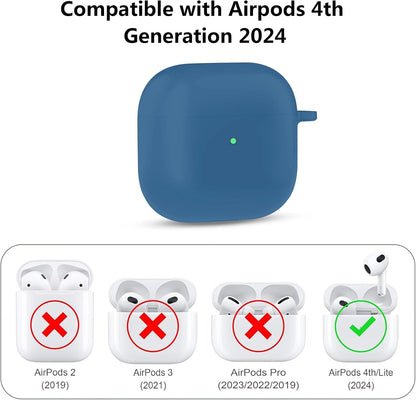 Aircawin for Airpods 4 Case Cover,Shockproof Case for Airpods 4th Generation Case Cover 2024,Premium Silicon Case with Keychain and Cleaing Pen for Airpods 4 Gen, Wireless Earphone Accessories-Blue