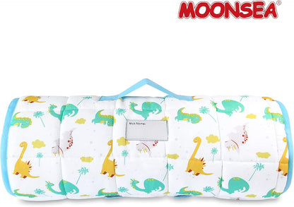 Toddler Nap Mat with Pillow and Fleece Minky Blanket, Kids Sleeping Bag Lightweight and Soft Perfect for Kids Preschool, Daycare, Travel Sleeping Bag Boys and Girls, Fit Standard Cot