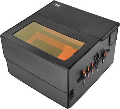 VEVOR Laser Engraver Enclosure, 31.5 x 31.5 x 19.6", Dual-Direction Viewing, Flame Retardant and Fireproof Protective Cover, with Exhaust Fan and Pipe, Insulates Smoke, Noise and Eye Protection