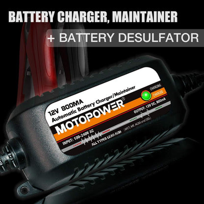 MOTOPOWER MP00205A 12V 800mA Fully Automatic Battery Charger/Maintainer