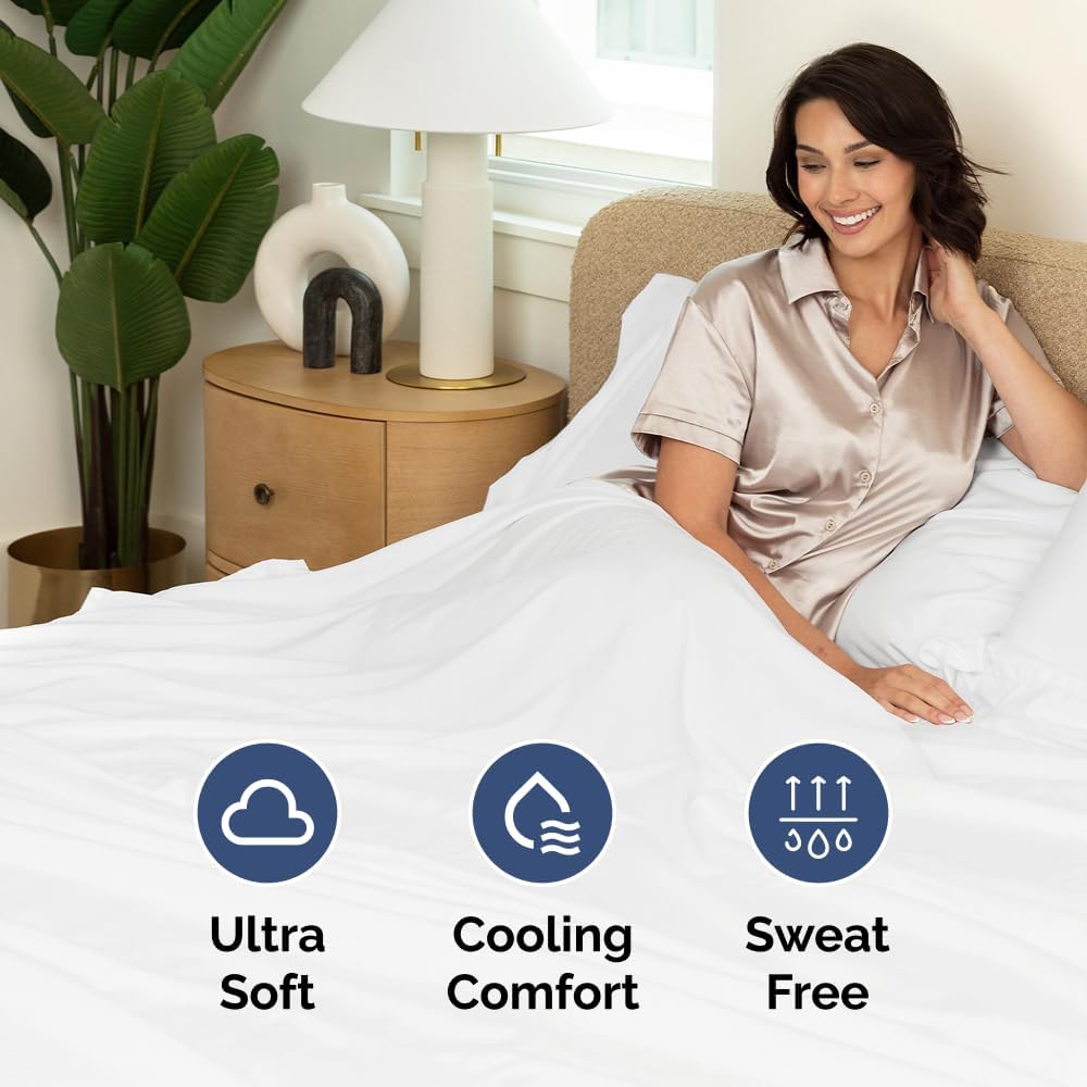 Extra Deep Queen Sheet Set - 6 Piece Breathable & Cooling Sheets - Hotel Luxury Bed Sheets Set - Easy & Secure Fit - Soft, Wrinkle Free & Comfy Sheets Set - White Sheet Set w/Extra Deep Pockets