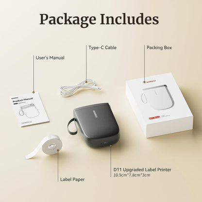 NIIMBOT D110 Mini Label Maker Machine with Tape(Pre-Cut Size 12x40mm), Portable Bluetooth Sticker Printer, Inkless Automatic Feeding One-Touch Custom Printing, Compatible with Phone Only