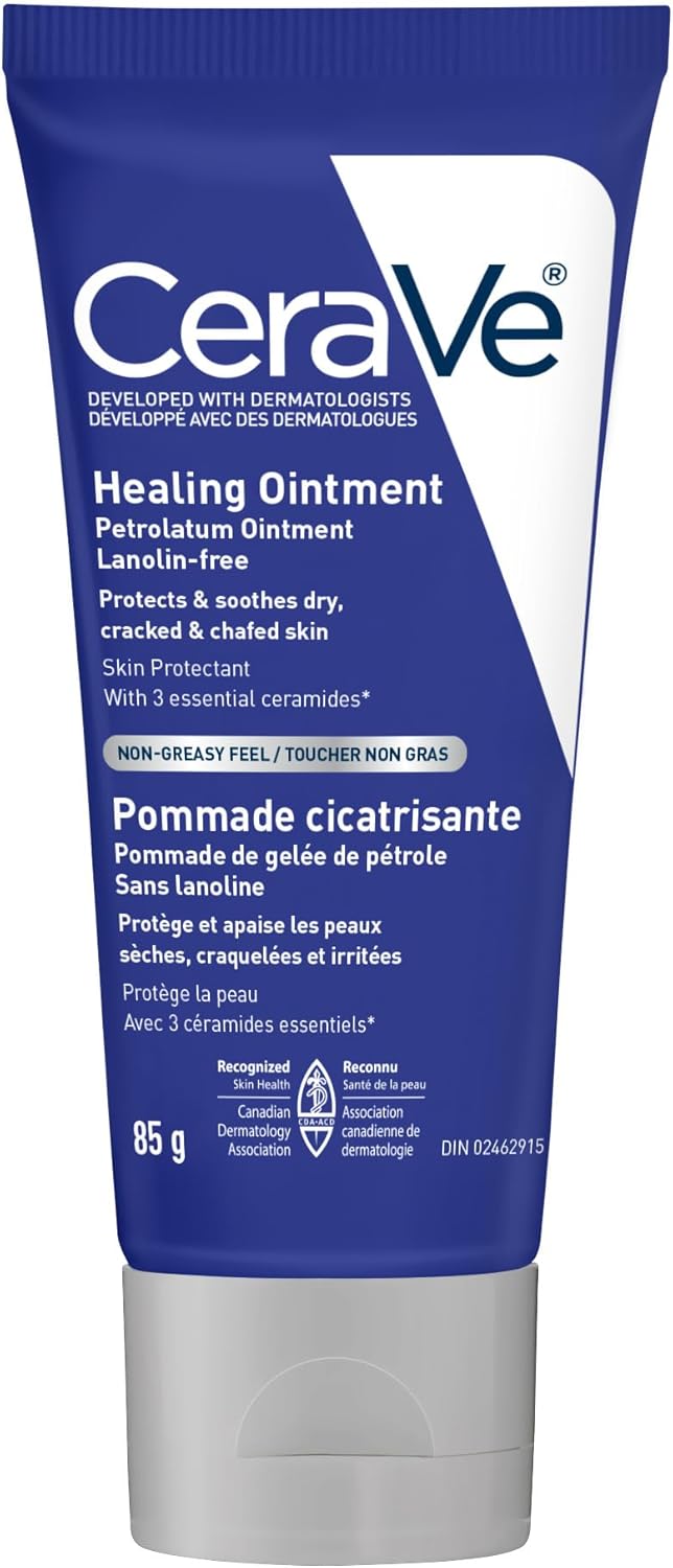 CeraVe Healing Ointment, Moisturizing Petrolatum Skin Protectant for Dry Skin with Hyaluronic Acid and Ceramides, Multi-Purpose Face, Body & Lip Balm, Lanolin-Free & Fragrance-Free, 340g