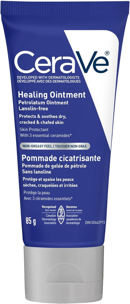 CeraVe Healing Ointment, Moisturizing Petrolatum Skin Protectant for Dry Skin with Hyaluronic Acid and Ceramides, Multi-Purpose Face, Body & Lip Balm, Lanolin-Free & Fragrance-Free, 340g