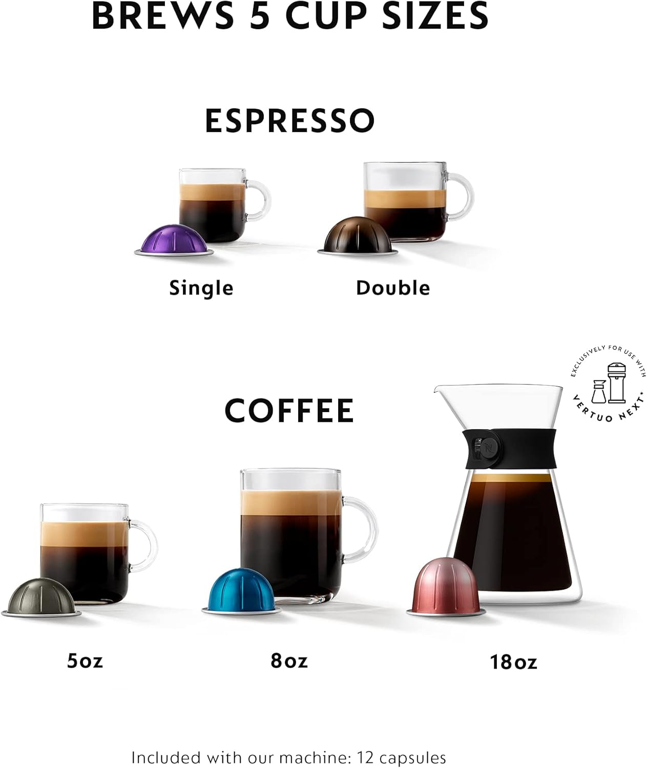Nespresso Vertuo Next Coffee and Espresso Machine by Breville with Aeroccino Milk Frother - Light Grey