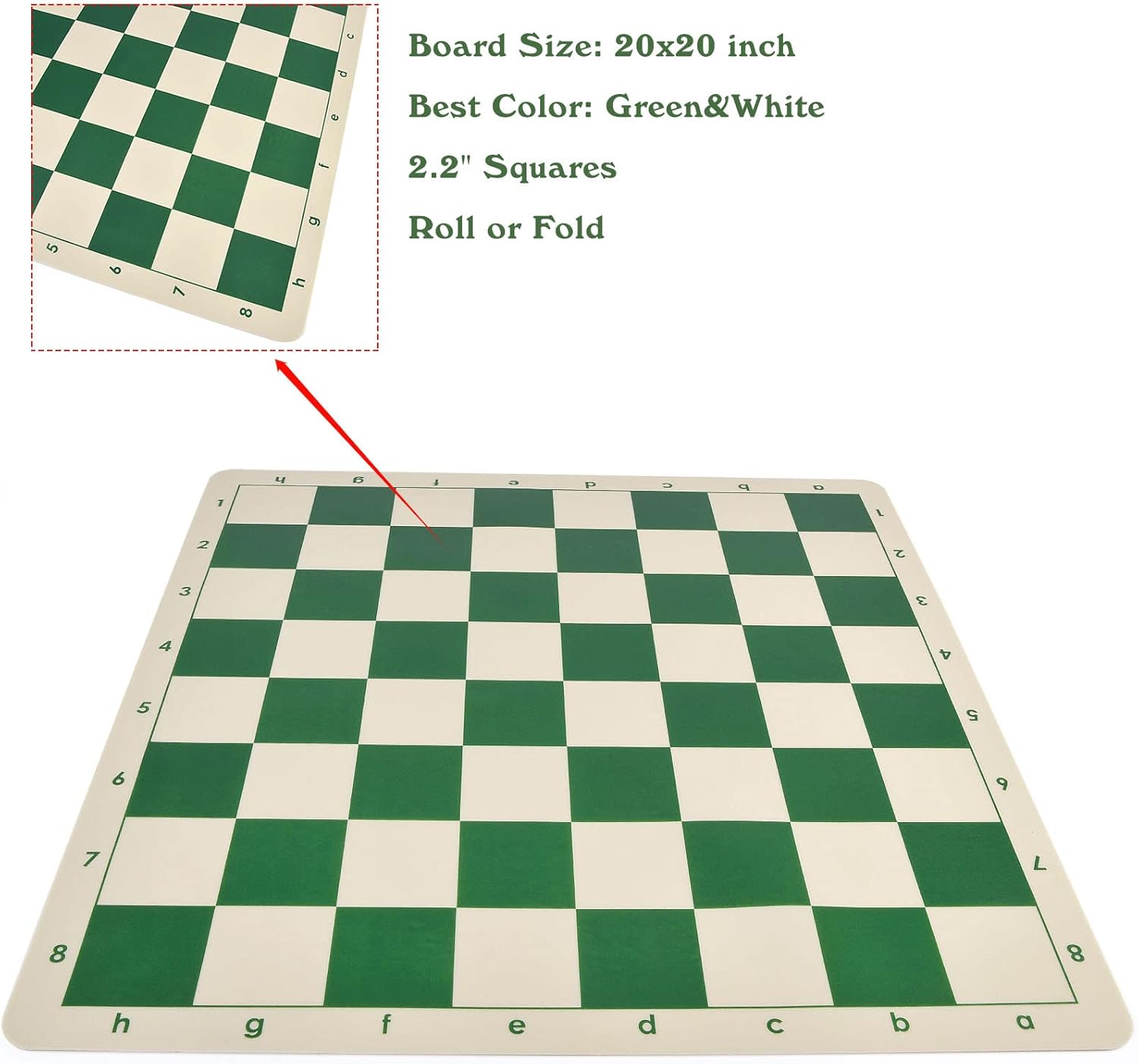 Oumoda 4" King Weighted Folding Chess Set – 20" Silicone Chess Board with 2.2" Squares, Staunton-Style Pieces, 2 Extra Queens & Carrying Case – Tournament-Ready Strategy Game for Adults & Kids - PuriLite