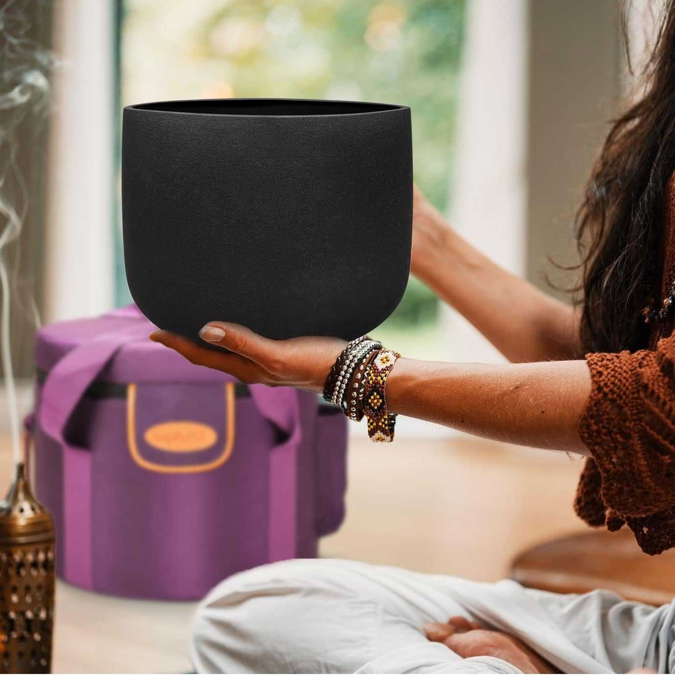 TOPFUND F Note Crystal Singing Bowl Heart Chakra 8 inch with Heavy Duty Carrying Case and Suede Striker