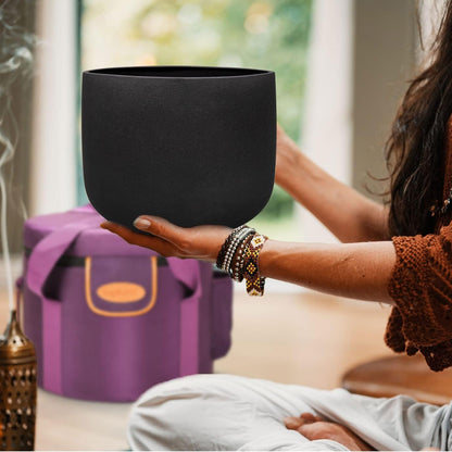 TOPFUND F Note Crystal Singing Bowl Heart Chakra 8 inch with Heavy Duty Carrying Case and Suede Striker