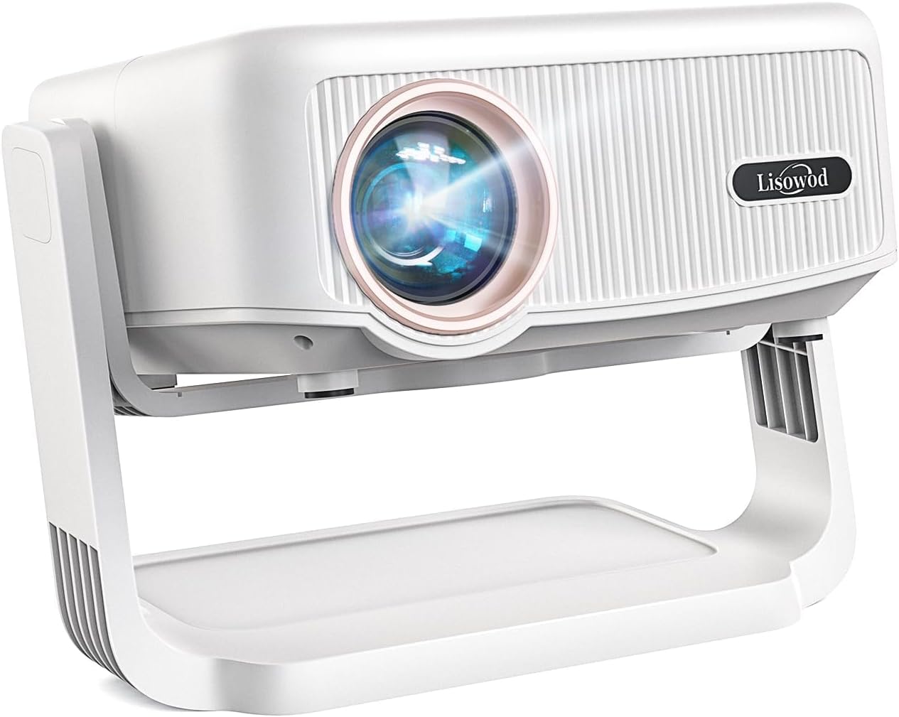 [360°Rotation Stand] Mini Projector Bluetooth 5.2 & WiFi 6: Electric Focus+Auto Keystone, 1080P Portable Projector, Zoom, Lisowod Smart Projector, Outdoor Movie Projecteur for TV Stick/PS5/HDMI/Phone