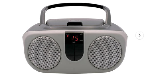 CURTIS SRCD243M-SILVER Sylvania SRCD243 Portable CD Player with AM/FM Radio, Boombox (Silver)