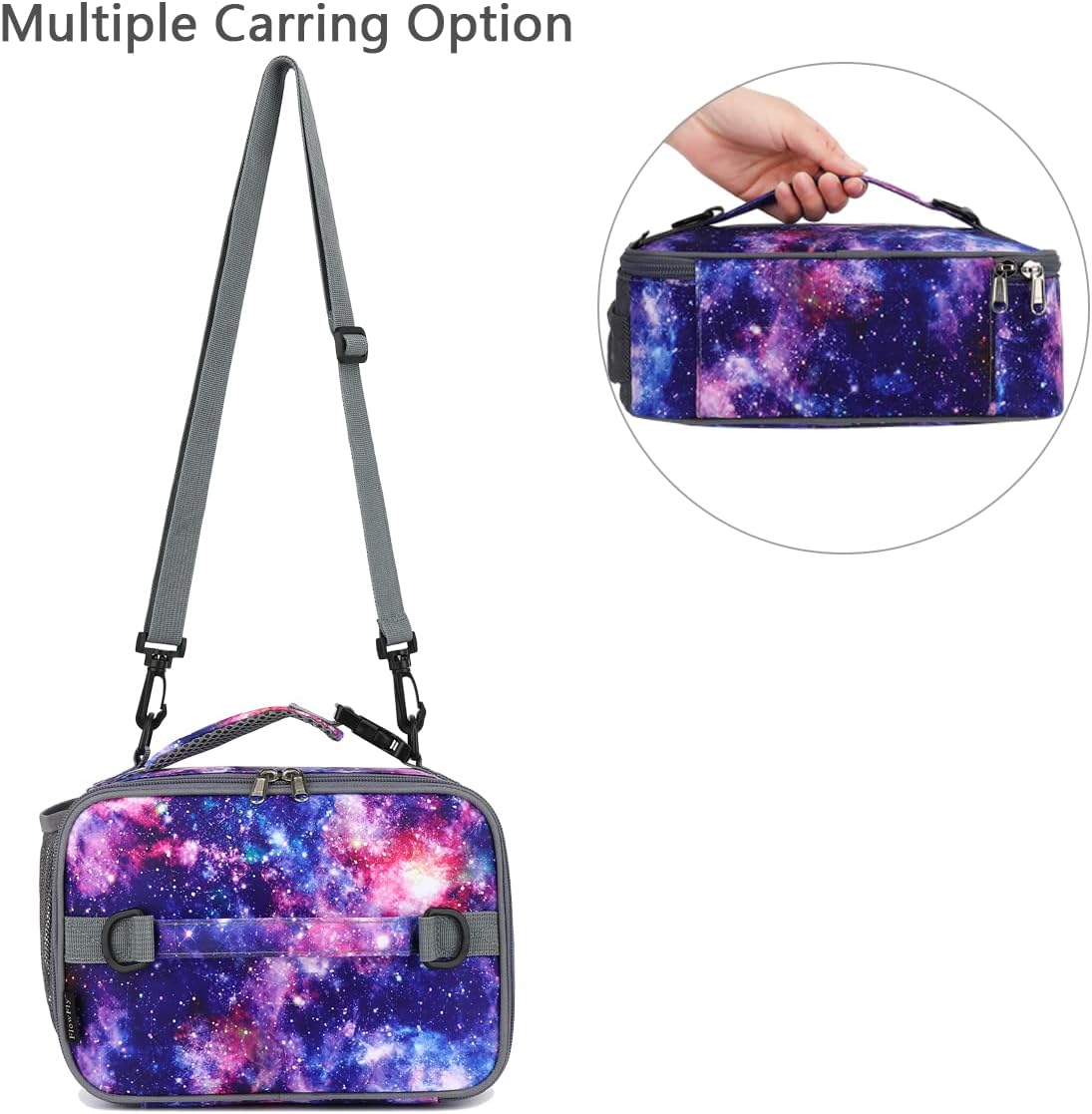 FlowFly Kids Lunch Box Insulated Soft Bag Mini Cooler Back to School Thermal Meal Tote Kit for Girls, Boys, Black