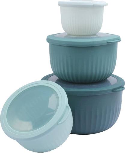 COOK WITH COLOR Prep Bowls with Lids- 8 Piece Nesting Plastic Small Mixing Bowl Set with Lids (Teal Ombre)