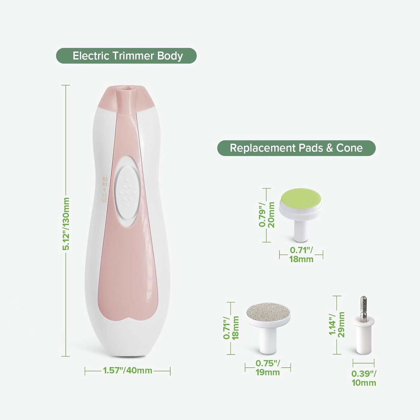 haakaa Baby Nail Trimmer Electric Baby Nail Clippers Kit for Newborn, Toddler or Adults Fingernails and Toenails Care, Baby Nail Care Set & Extra 4 Replacement Pads Combo - Acorn