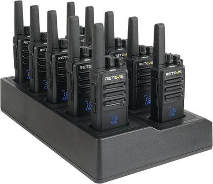 Retevis RT68H 2 Way Radios Long Range with 10 Way Charger,Walkie Talkies Rechargeable for Adults,Easier Charging,Easier Management,LED Display, Keypad Lock,Hands Free Compact Walkie Talkie (10 Pack)