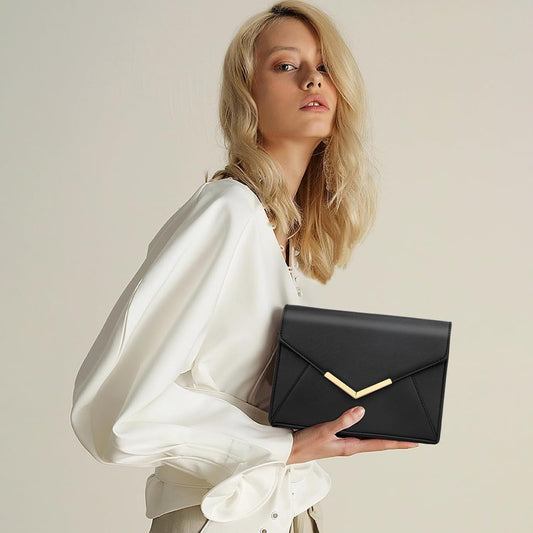 KKXIU Women Elegant Faux Leather Evening Envelope Clutch Purse Foldover Bags for Party Wedding Prom - PuriLite