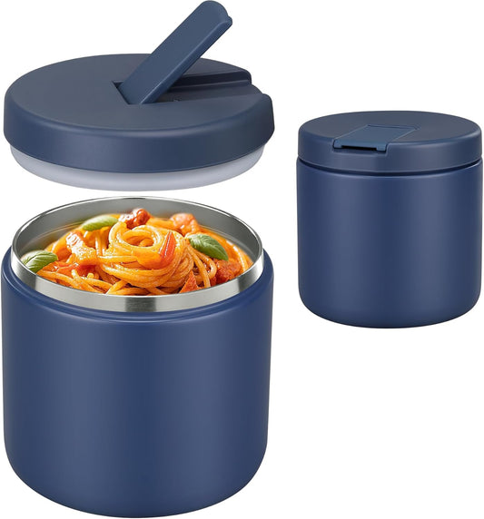 19 Oz Insulated Food Jar, Buckle Lid Wide Mouth Soup Jar, Leakproof Stainless Steel Lunch Container for School Office Travel, Blue
