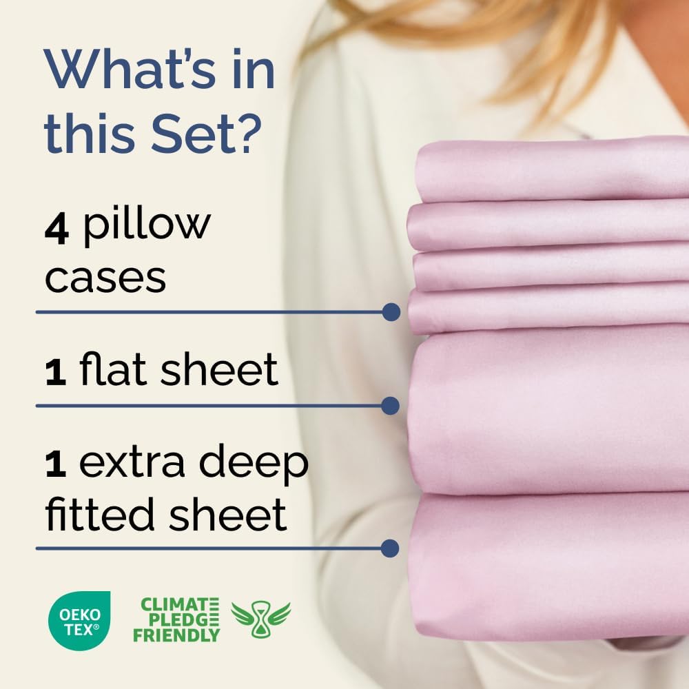 Extra Deep Queen Sheet Set - 6 Piece Breathable & Cooling Sheets - Hotel Luxury Bed Sheets Set - Easy & Secure Fit - Soft, Wrinkle Free & Comfy Sheets Set - White Sheet Set w/Extra Deep Pockets