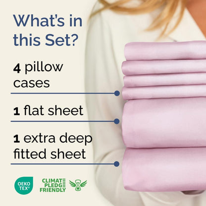 Extra Deep Queen Sheet Set - 6 Piece Breathable & Cooling Sheets - Hotel Luxury Bed Sheets Set - Easy & Secure Fit - Soft, Wrinkle Free & Comfy Sheets Set - White Sheet Set w/Extra Deep Pockets