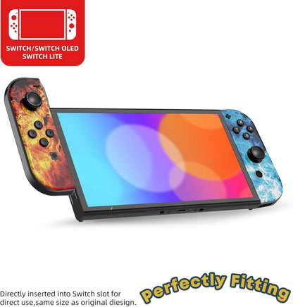Switch Controller Compatible with Switch/OLED/Lite, Switch Joypad Replacement Controller, Left and Right Wireless Switch Handheld Controller(ice and fire)