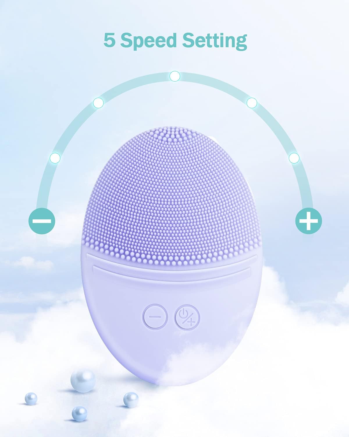 EZBASICS Sonic Facial Cleansing Brush Made with Ultra Hygienic Soft Silicone, Waterproof Sonic Vibrating Face Brush for Deep Cleansing, Gentle Exfoliating and Massaging, Inductive Charging Blue
