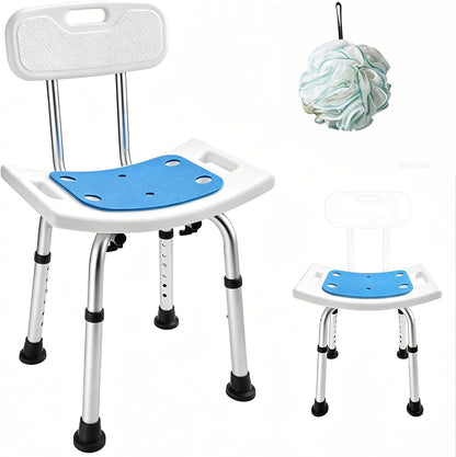 Shower Chair with Back Removable - 2 in 1 Nonslip Shower Stool for Inside Shower, Adjustable Shower Seat for Seniors, Elderly, Handicap, Disabled 300LBS