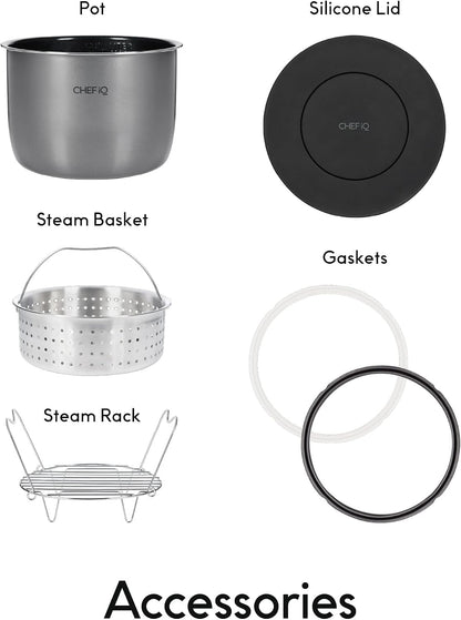 CHEF iQ Smart Pressure Cooker with WiFi and Built-in Scale - Easy-to-Use 10-in-1 Multicooker with 500+ Guided Recipes - Rice Cooker, Slow Cooker, Instant Meals for Foodies - 6 Quart - Family Size