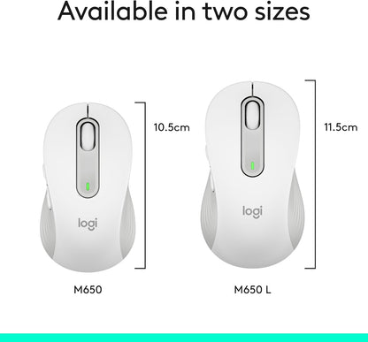 Logitech Signature M650 L Full Size Wireless Mouse - For Large Sized Hands, 2-Year Battery, Silent Clicks, Customizable Side Buttons, Bluetooth, for PC/Mac/Multi-Device/Chromebook - Black