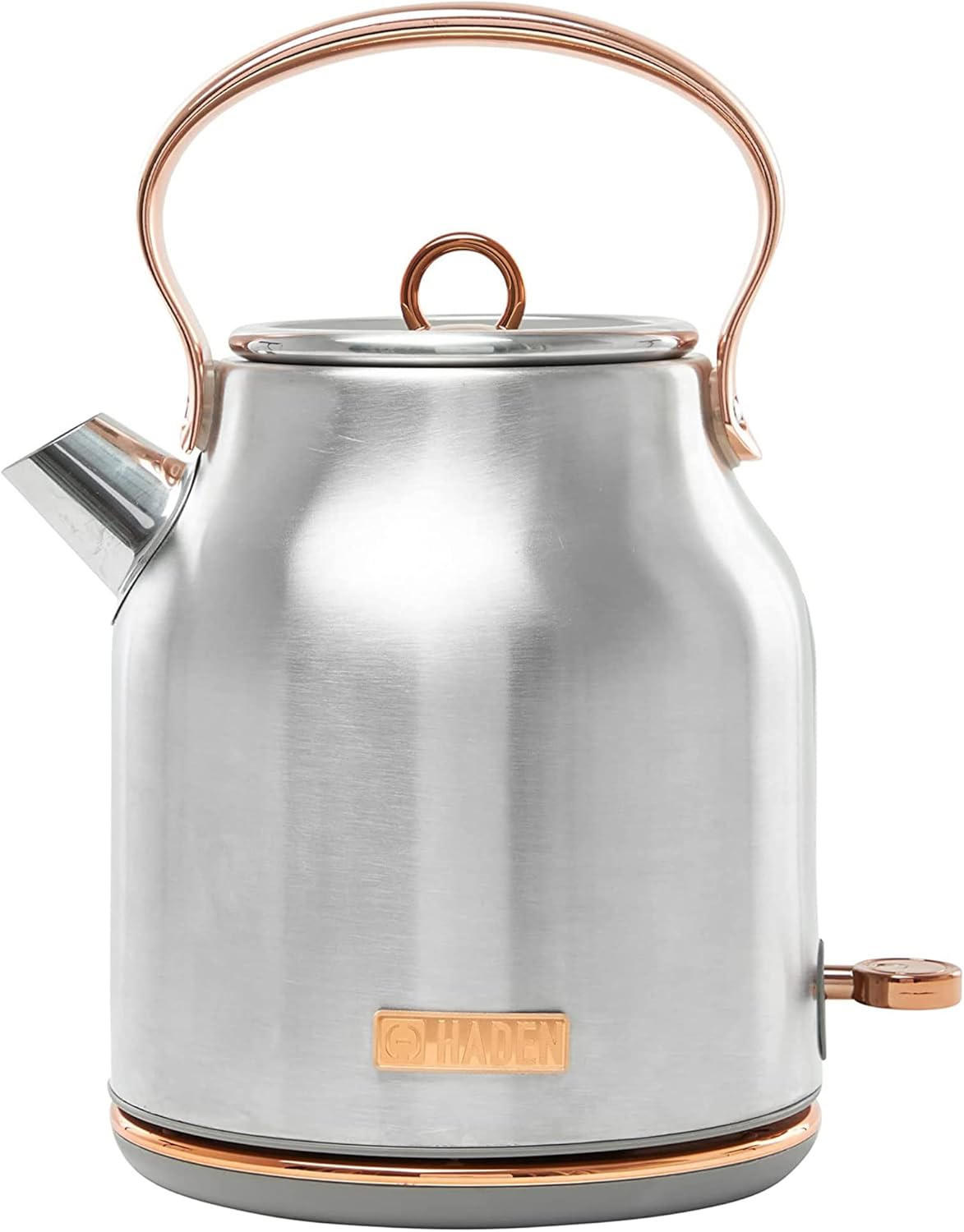 Haden 75041 Heritage 1.7 Liter (7 Cup) Stainless Steel Electric Kettle with Auto Shut-Off and Boil Dry Protection, Black/Copper
