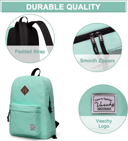 School Backpack for Kids, VASCHY Lightweight Water Resistant Casual Schoolbag Daypack for Men Women Teen Boys Girl Bookbag