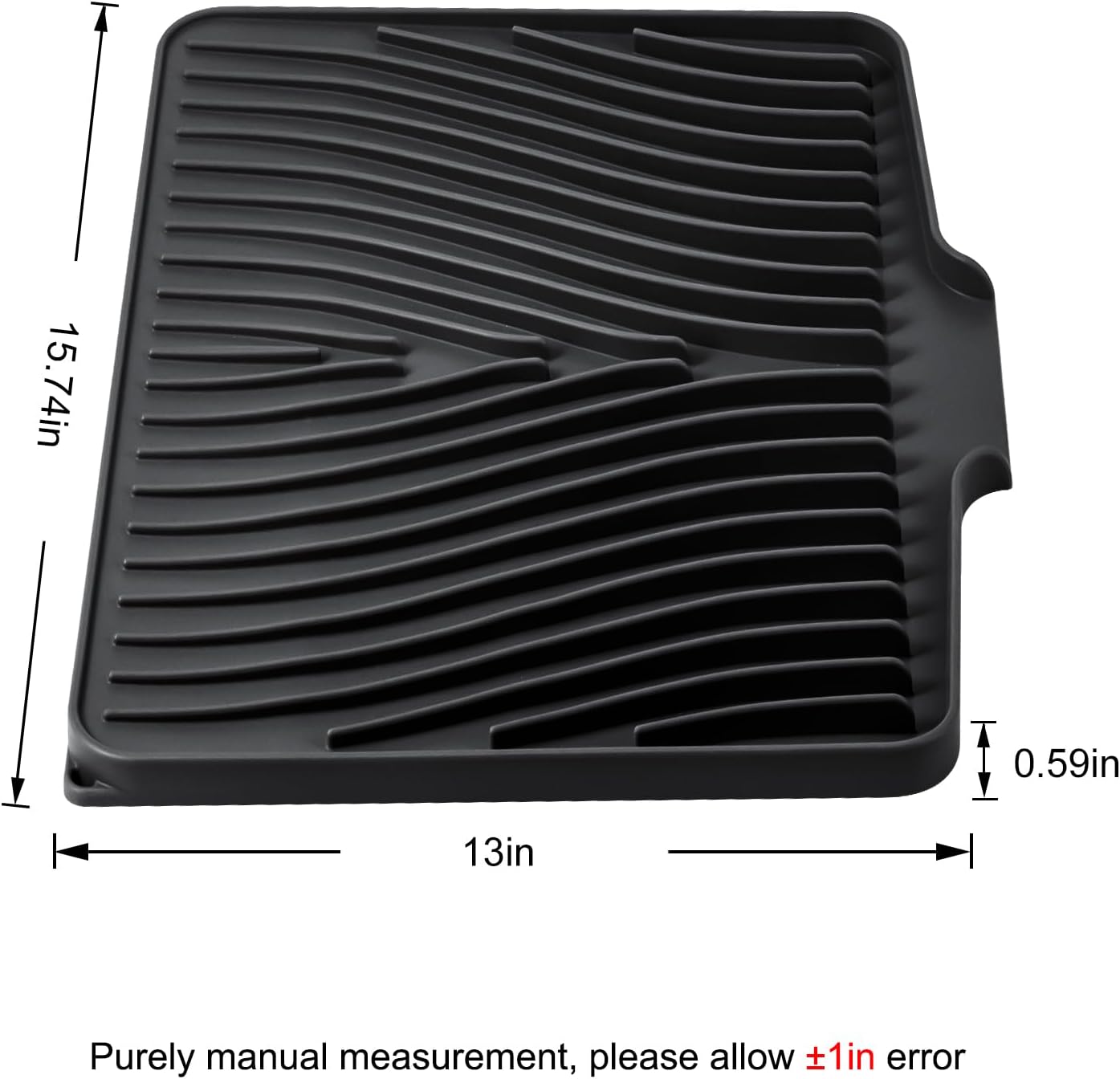 TIKNIK Silicone Dish Drying Mat for Kitchen Counter, Dish Drying Pad, Non-Slip Drain Pad with Built-in Drain, Heat Resistant Stone Drying Mat(40 L x 33 W cm, Grey)