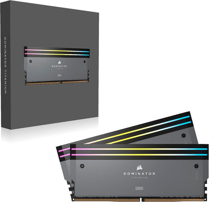 CORSAIR Dominator Titanium RGB DDR5 RAM 96GB (2x48GB) 6000MHz CL30-36-36-76 1.40V AMD Expo Intel XMP 3.0 Desktop Computer Memory – White (CMP96GX5M2B6000Z30W)