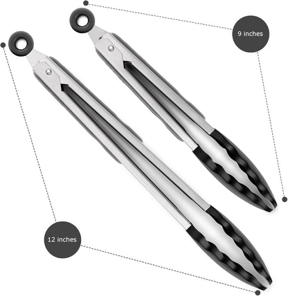Purilite Select Silicone &amp; Stainless Steel Kitchen Tongs